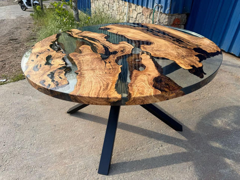 Custom Olive Wood Round Table – Dubai to Jordan