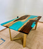 Custom monkey pod epoxy dining table in Dubai
