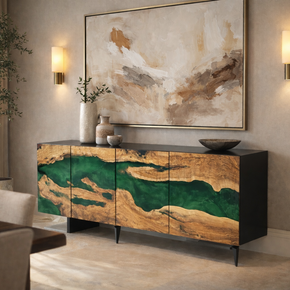 OLIVE WOOD and EPOXY RESIN  BUFFET CONSOLE