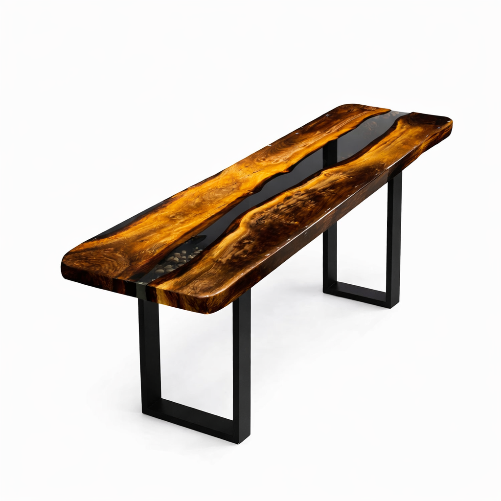 The Walnut Classic console With Metal Legs