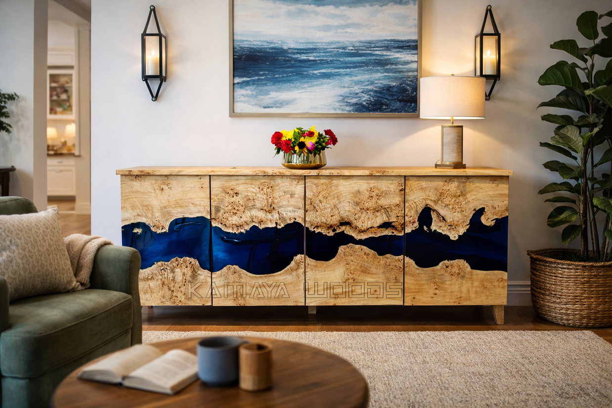 Mappa Burl & Epoxy Resin Buffet Console