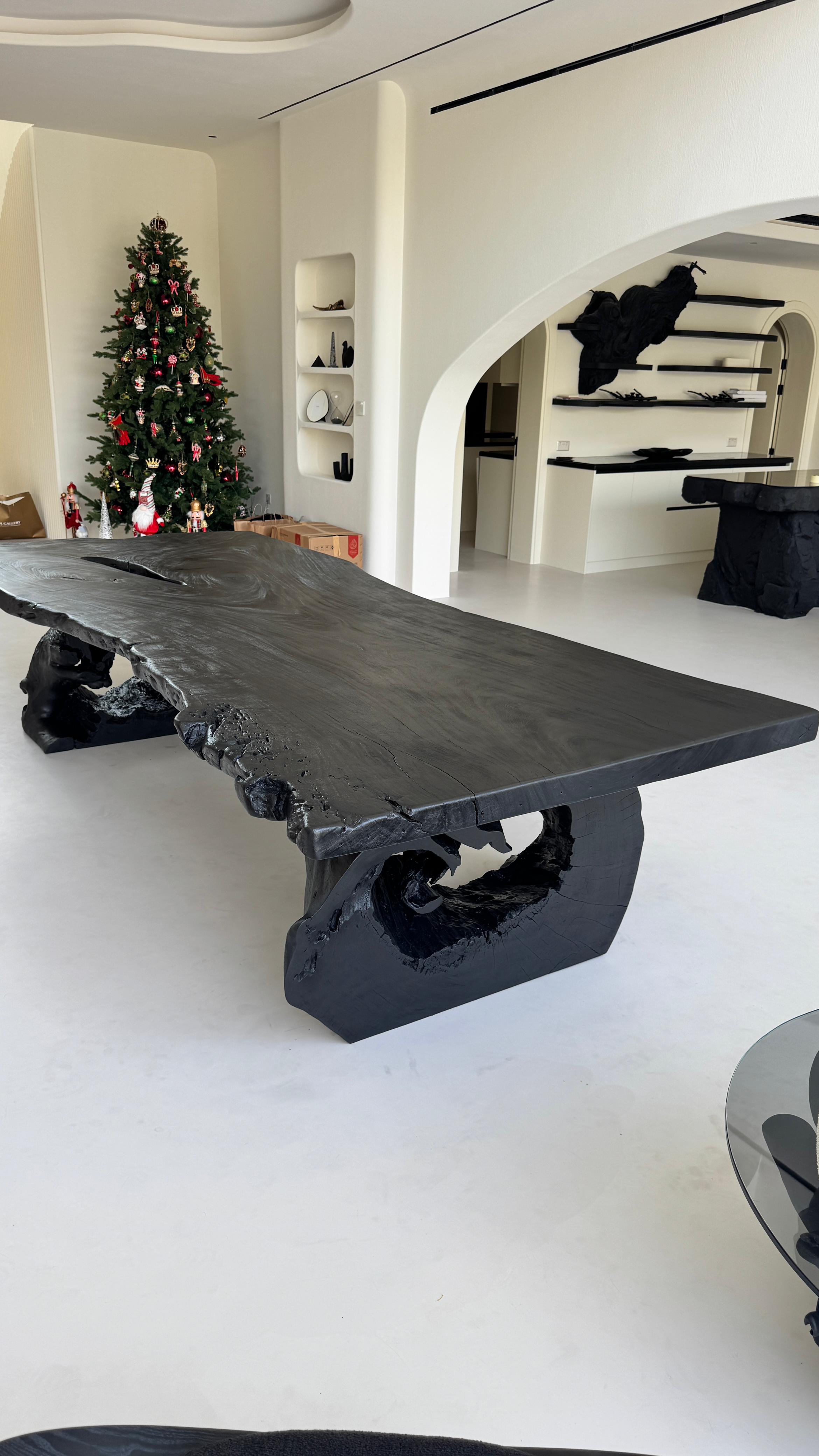 Black Burnt Mystery | Burnt Wood Dining Table Dubai | Uae