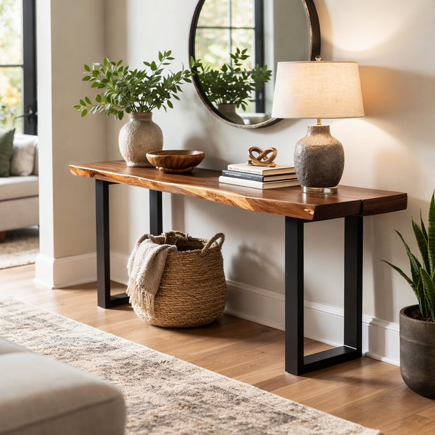 The Walnut Console with Metal Legs