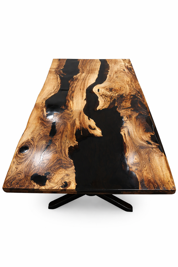 The Timeless Oak Stream | Oak Epoxy Dining Table Dubai Uae