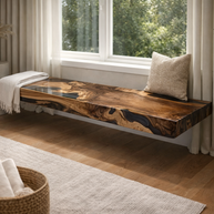The Walnut And Epoxy resin Bench / Floating Shelves