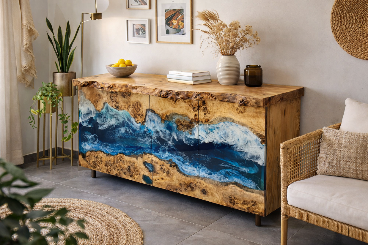 Mappa Burl & Epoxy Resin Buffet Console