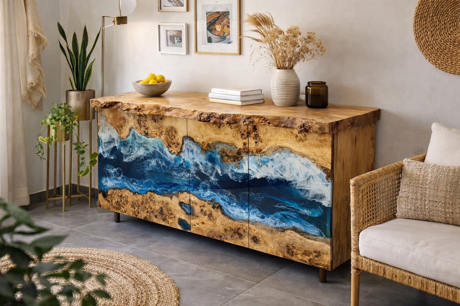 Mappa Burl & Epoxy Resin Buffet Console