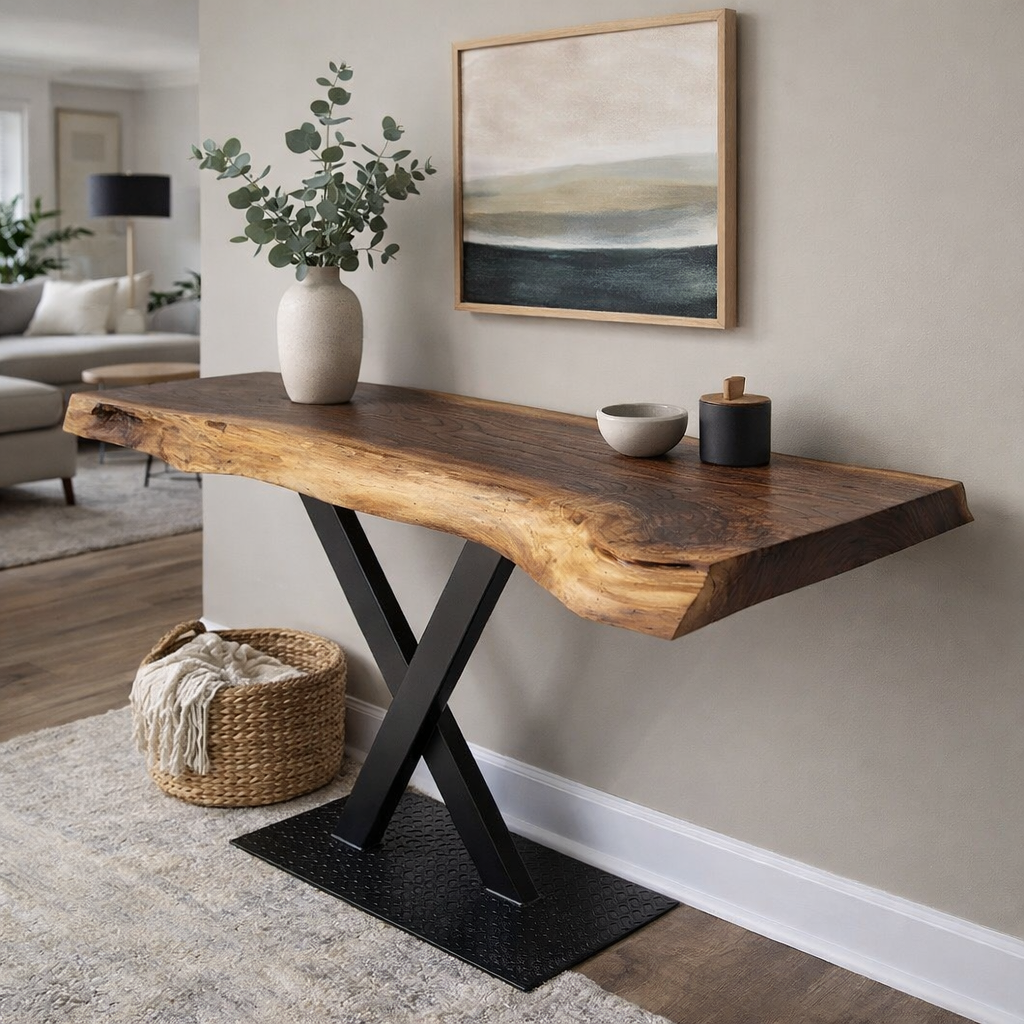 The Walnut Console with Metal Legs