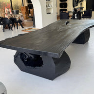 Black Burnt Mystery | Burnt Wood Dining Table Dubai | Uae