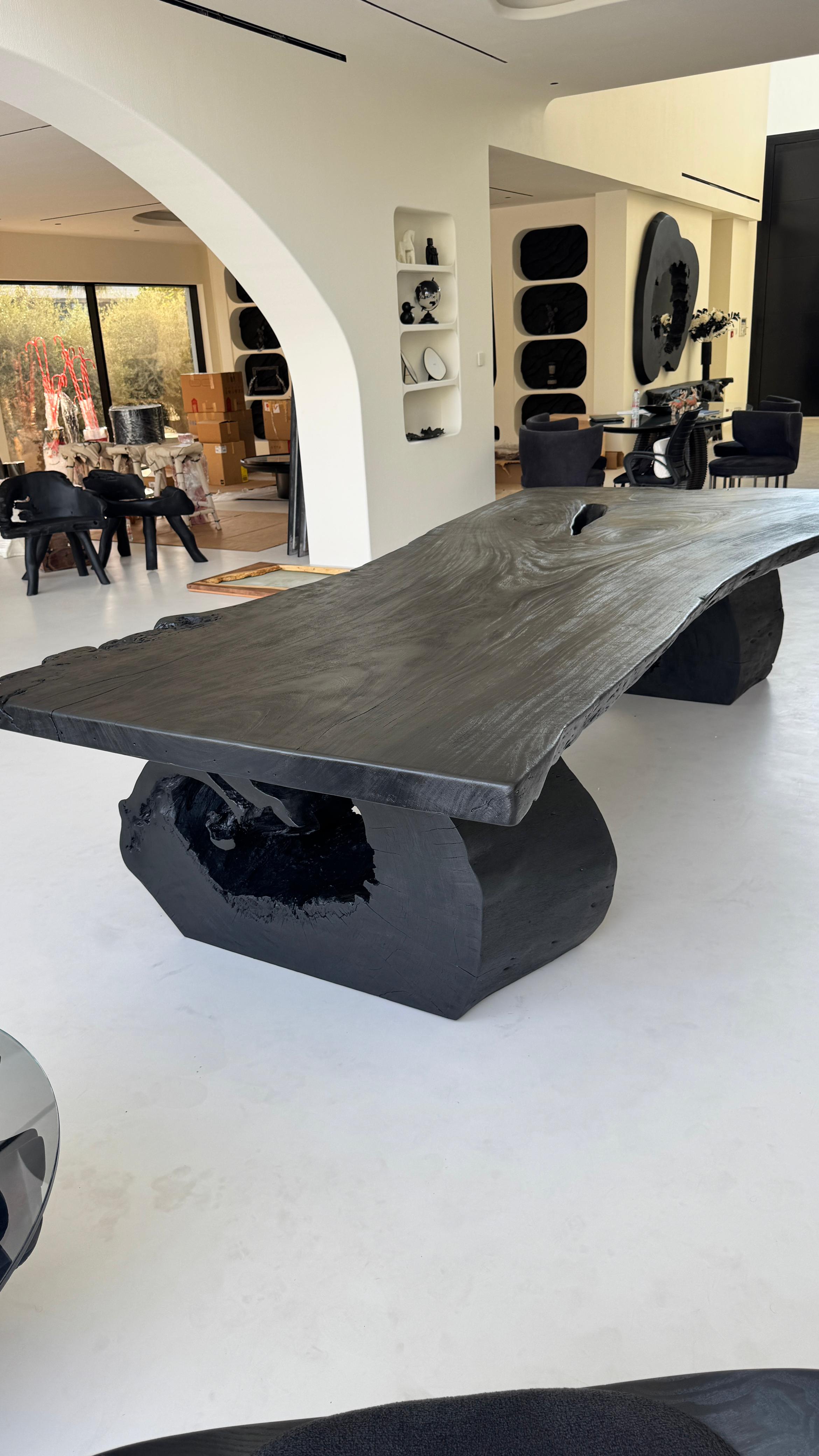 Black Burnt Mystery | Burnt Wood Dining Table Dubai | Uae
