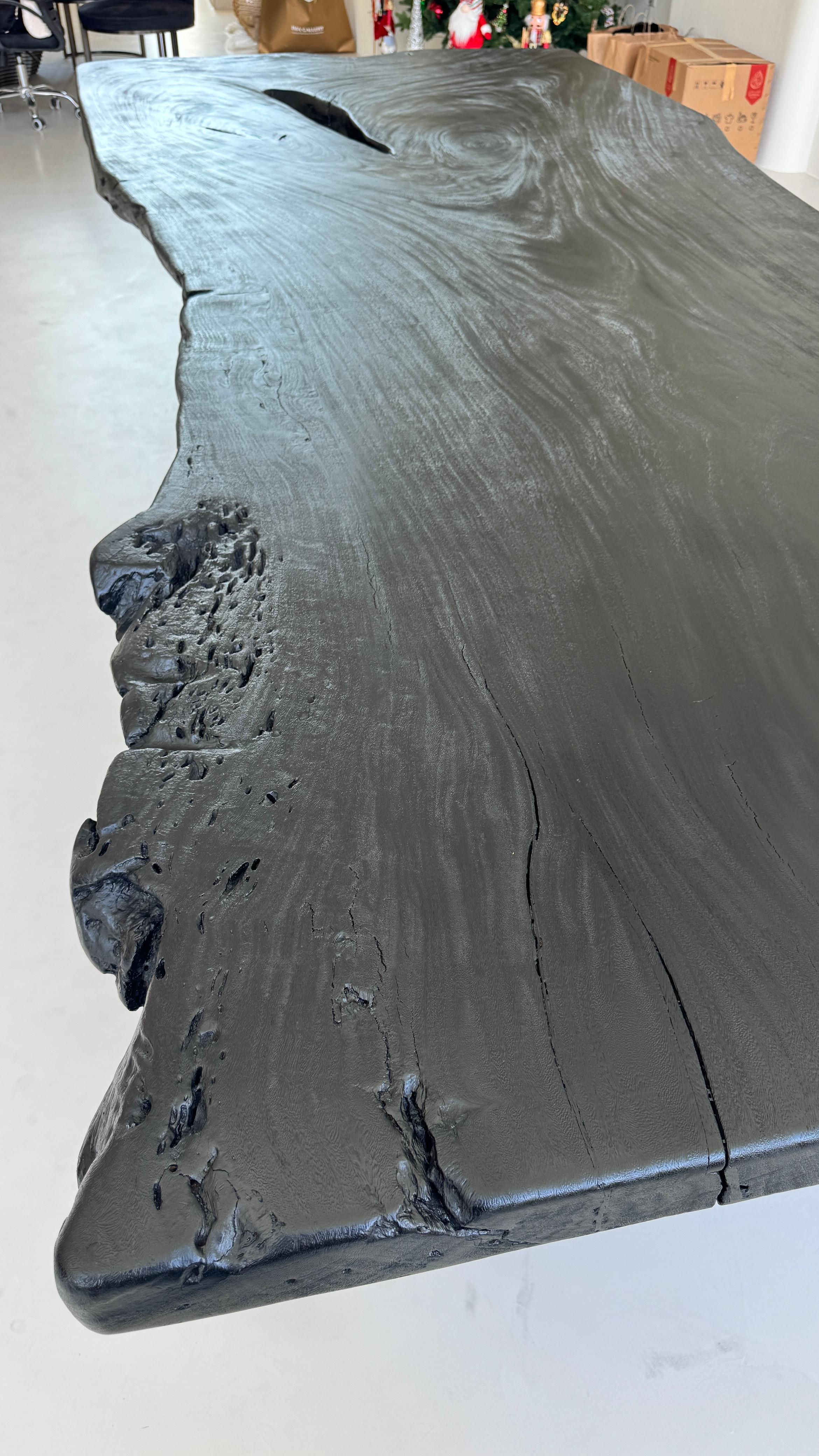 Black Burnt Mystery | Burnt Wood Dining Table Dubai | Uae