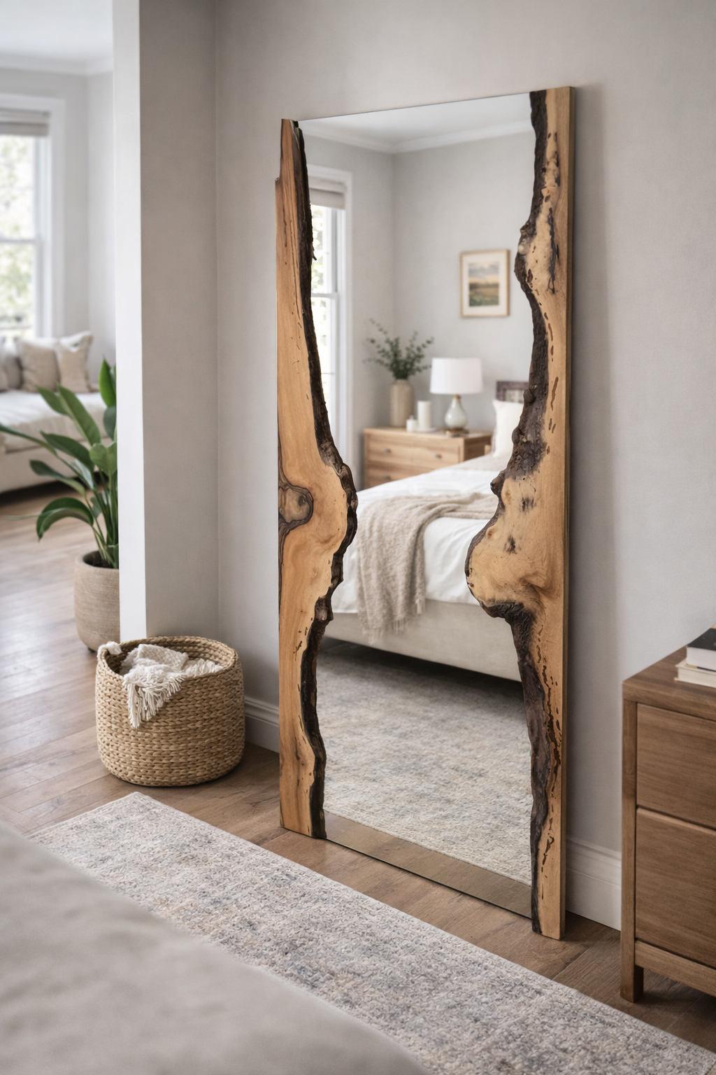 The Walnut Reflection - Live Edge walnut Wood Mirror