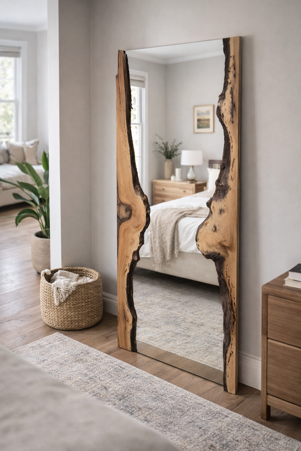 The Walnut Reflection - Live Edge walnut Wood Mirror