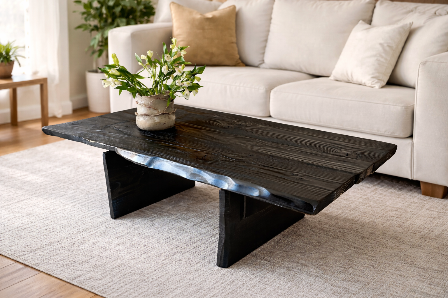 Black Burnt Mystery | Burnt Wood Dining Table Dubai | Uae