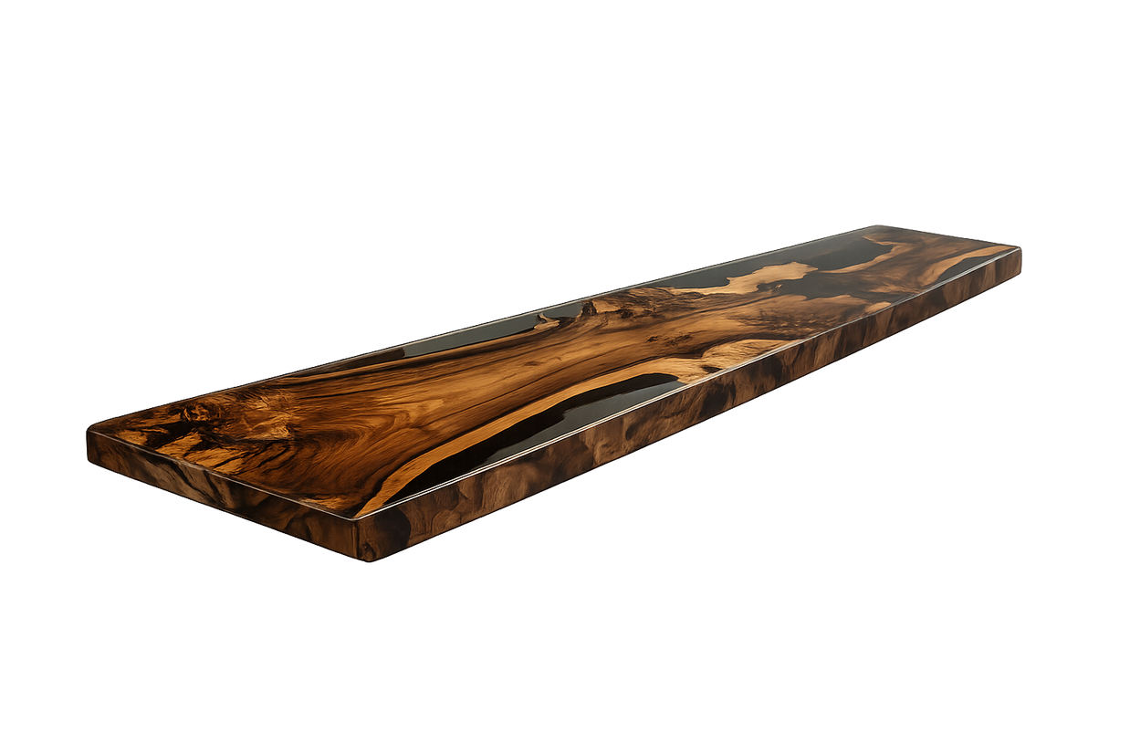 The Walnut And Epoxy resin Bench / Floating Shelves