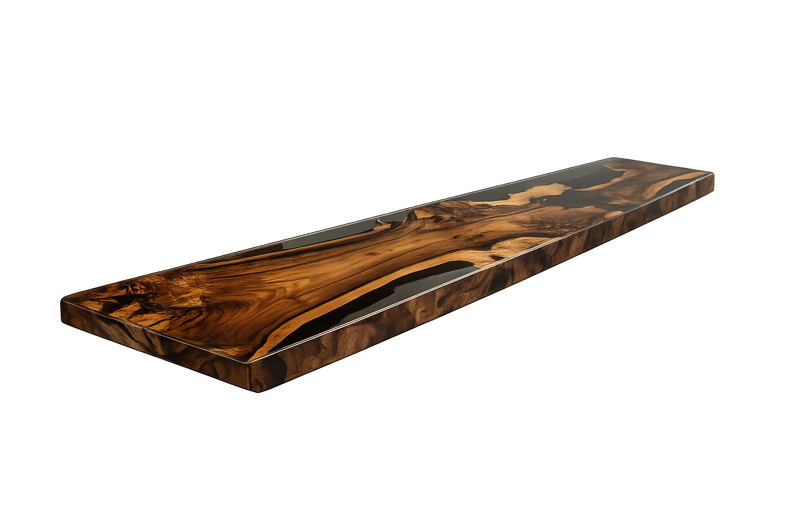The Walnut And Epoxy resin Bench / Floating Shelves