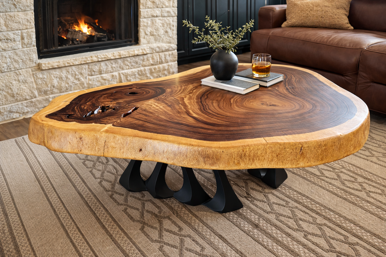The Suar Symphony Halo Curve | Monkeypod Wood Coffee Table Dubai | Uae