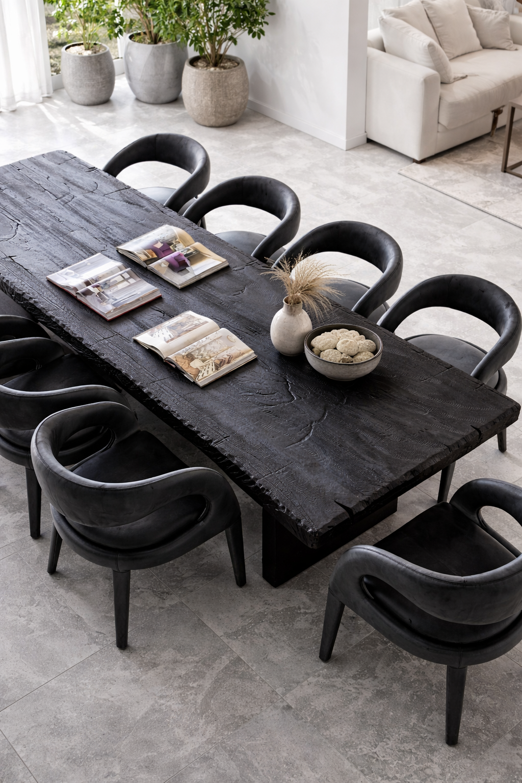 Black Burnt Mystery | Burnt Wood Dining Table Dubai | Uae