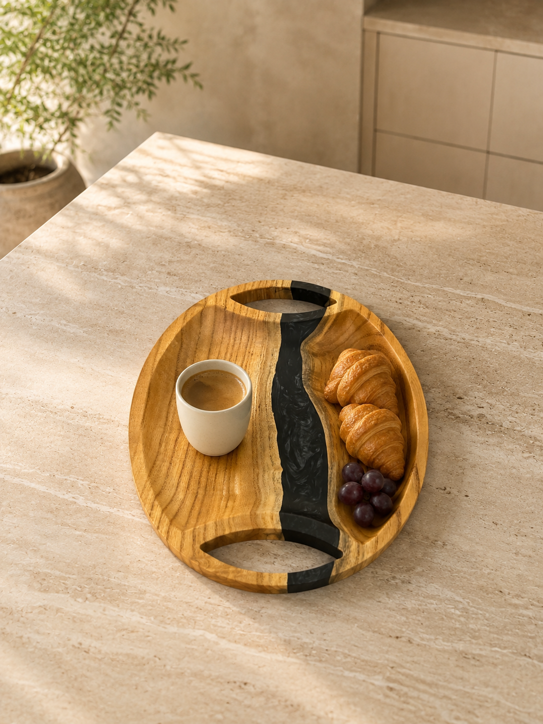 Walnut Wood Black Epoxy Serving Tray