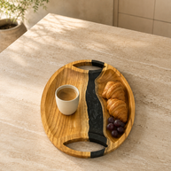 Walnut Wood Black Epoxy Serving Tray