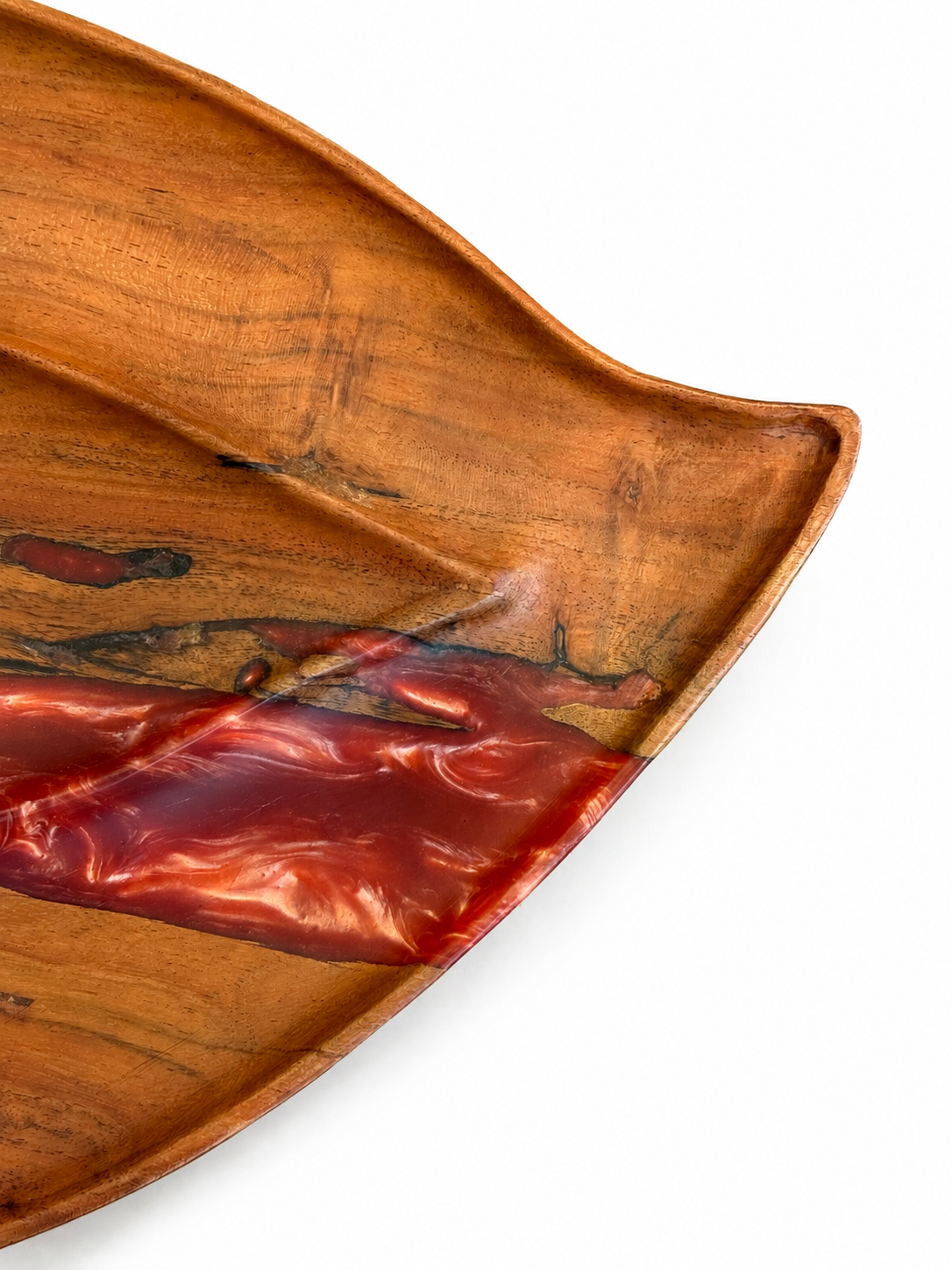 Walnut Wood Red Epoxy Leaf Serving Board