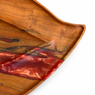 Walnut Wood Red Epoxy Leaf Serving Board