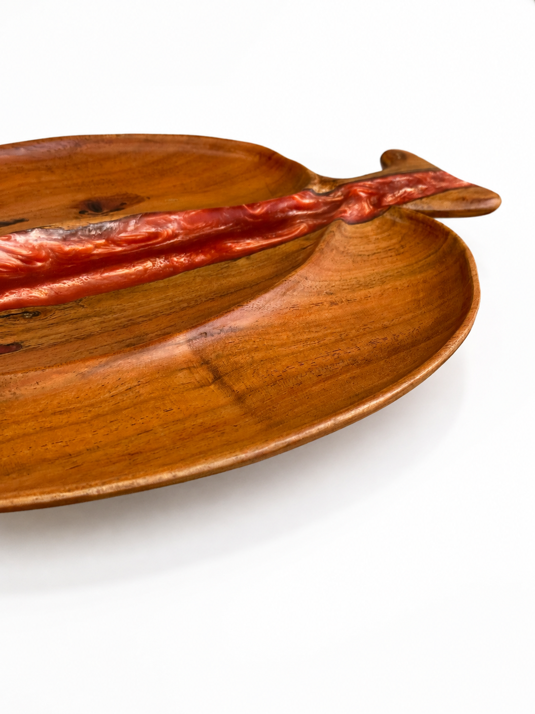 Walnut Wood Red Epoxy Leaf Serving Board