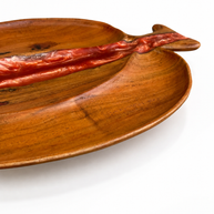 Walnut Wood Red Epoxy Leaf Serving Board