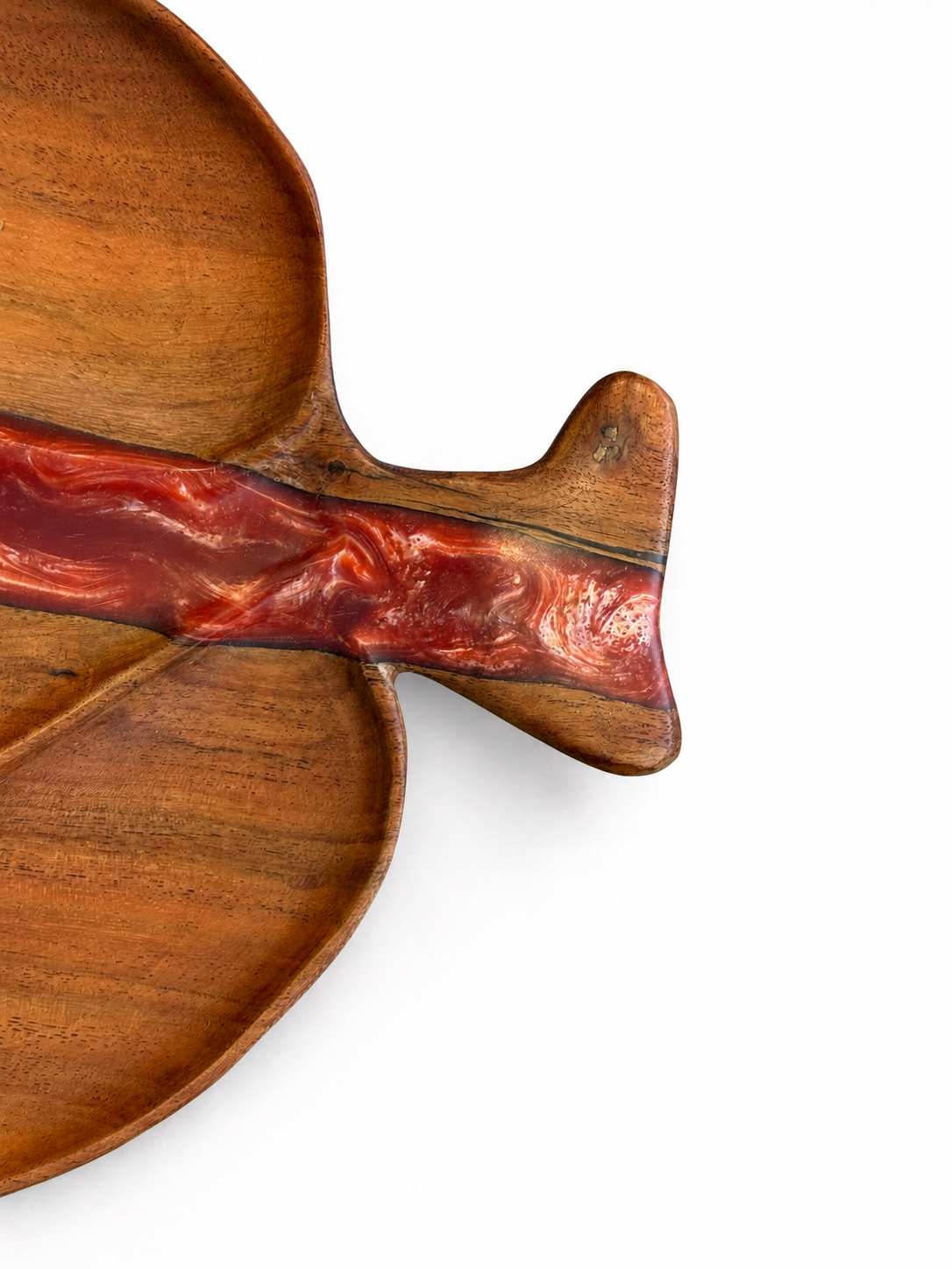 Walnut Wood Red Epoxy Leaf Serving Board