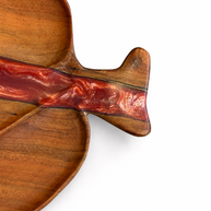 Walnut Wood Red Epoxy Leaf Serving Board