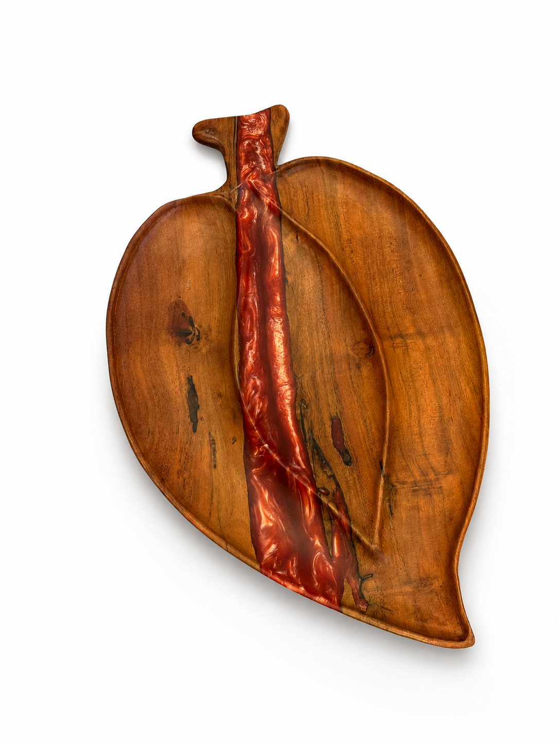 Walnut Wood Red Epoxy Leaf Serving Board