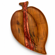 Walnut Wood Red Epoxy Leaf Serving Board