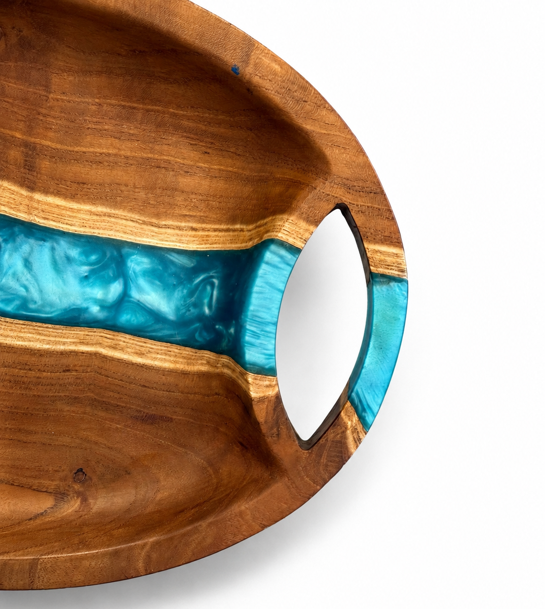 Walnut Wood River Blue Epoxy Serving Tray