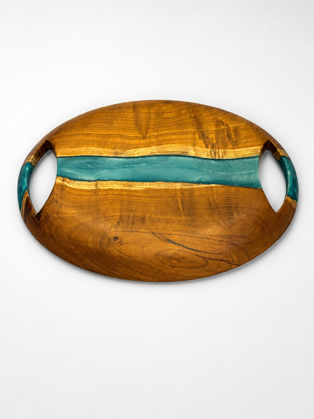 Walnut Wood River Blue Epoxy Serving Tray