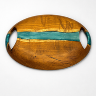 Walnut Wood River Blue Epoxy Serving Tray