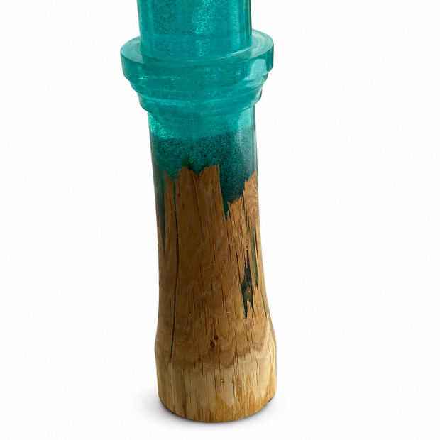 The Coastal Beacon – Wood & Turquoise Epoxy Sculpture
