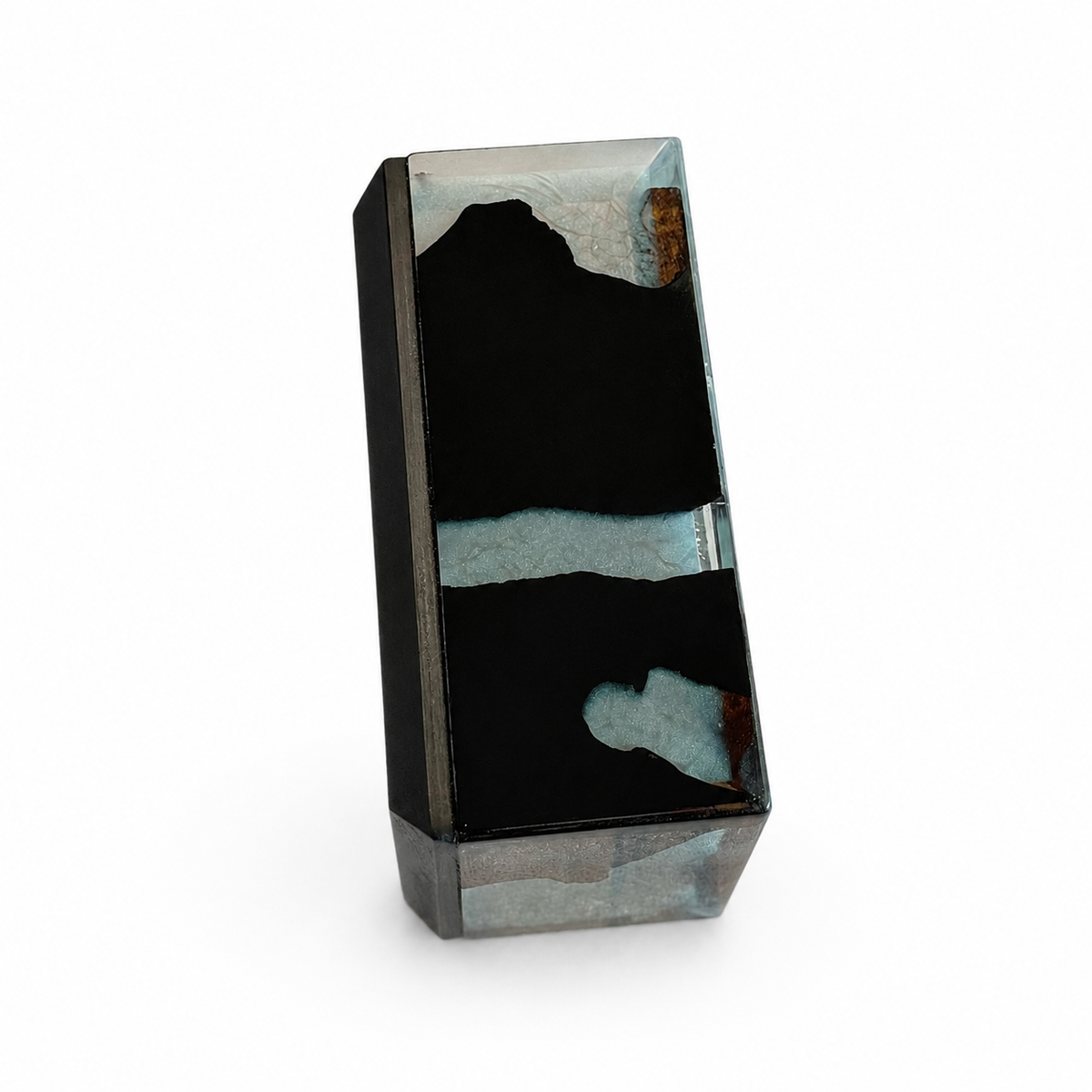 The Arctic Flow – Burned Wood & Pearl Epoxy Tissue Box