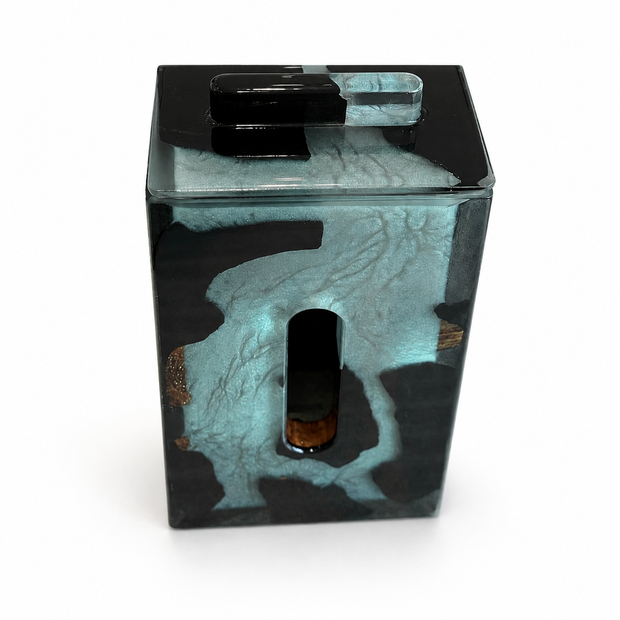 The Arctic Flow – Burned Wood & Pearl Epoxy Tissue Box