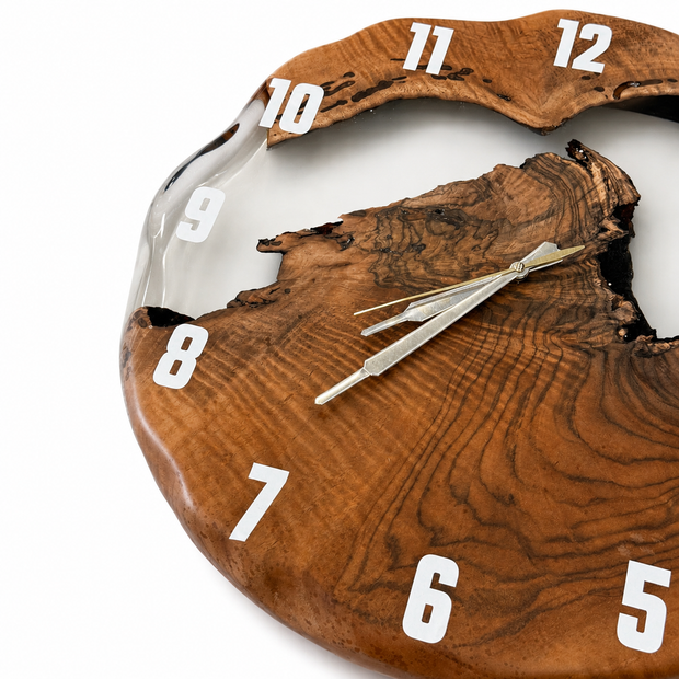 The Timeless Walnut – Walnut Wood & Clear Epoxy Wall Clock