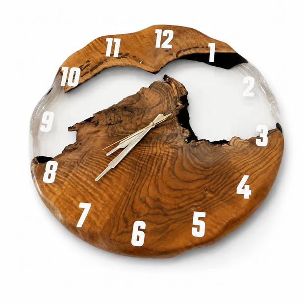 The Timeless Walnut – Walnut Wood & Clear Epoxy Wall Clock