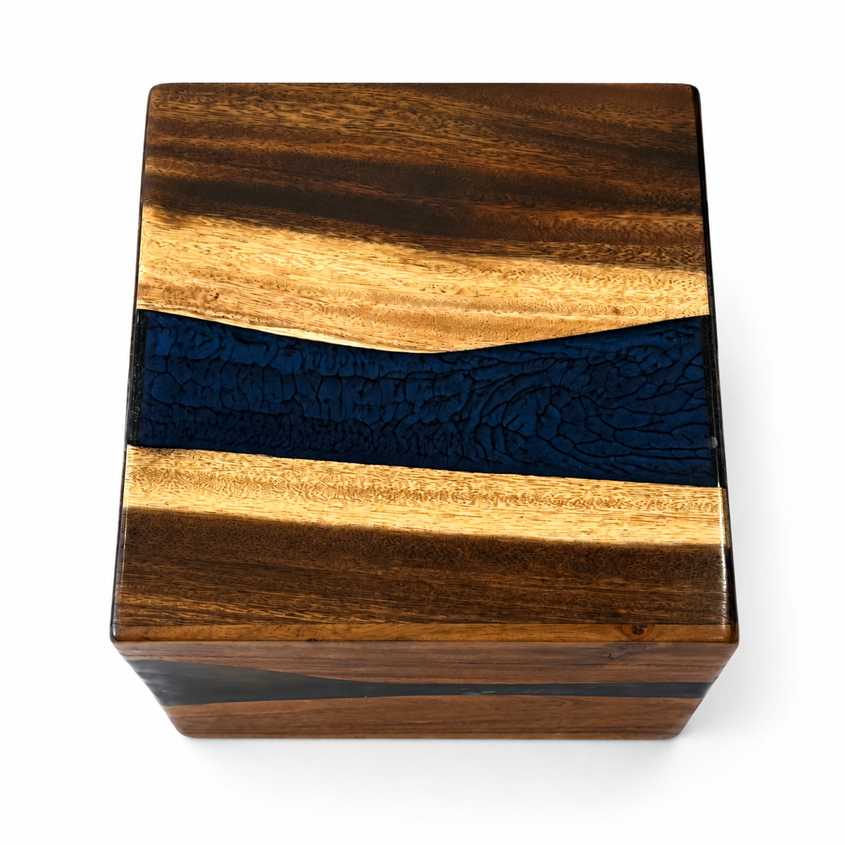Monkeypod Suar Wood & Blue Epoxy Plant Holder