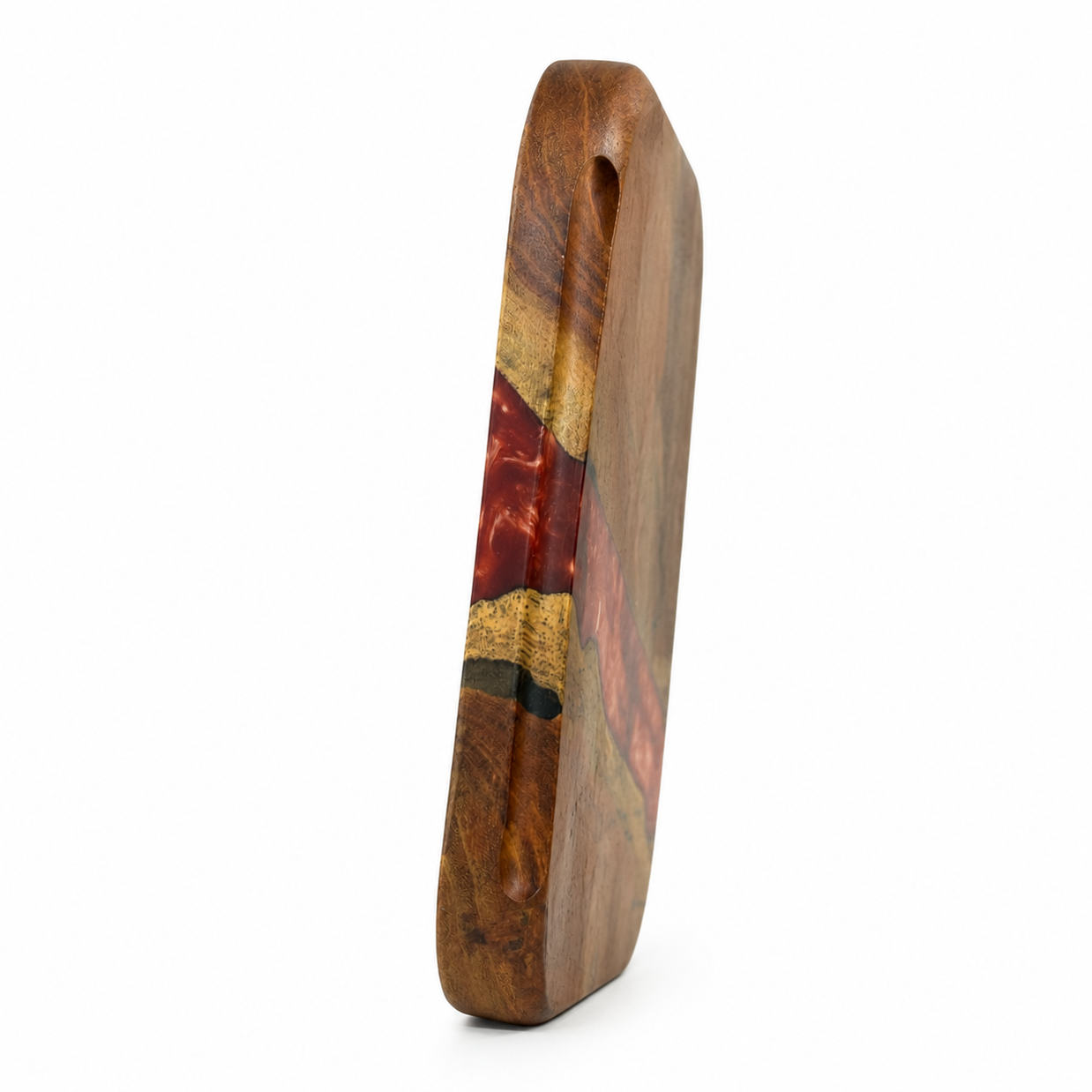 Handcrafted Walnut Wood & Red Resin Serving Tray