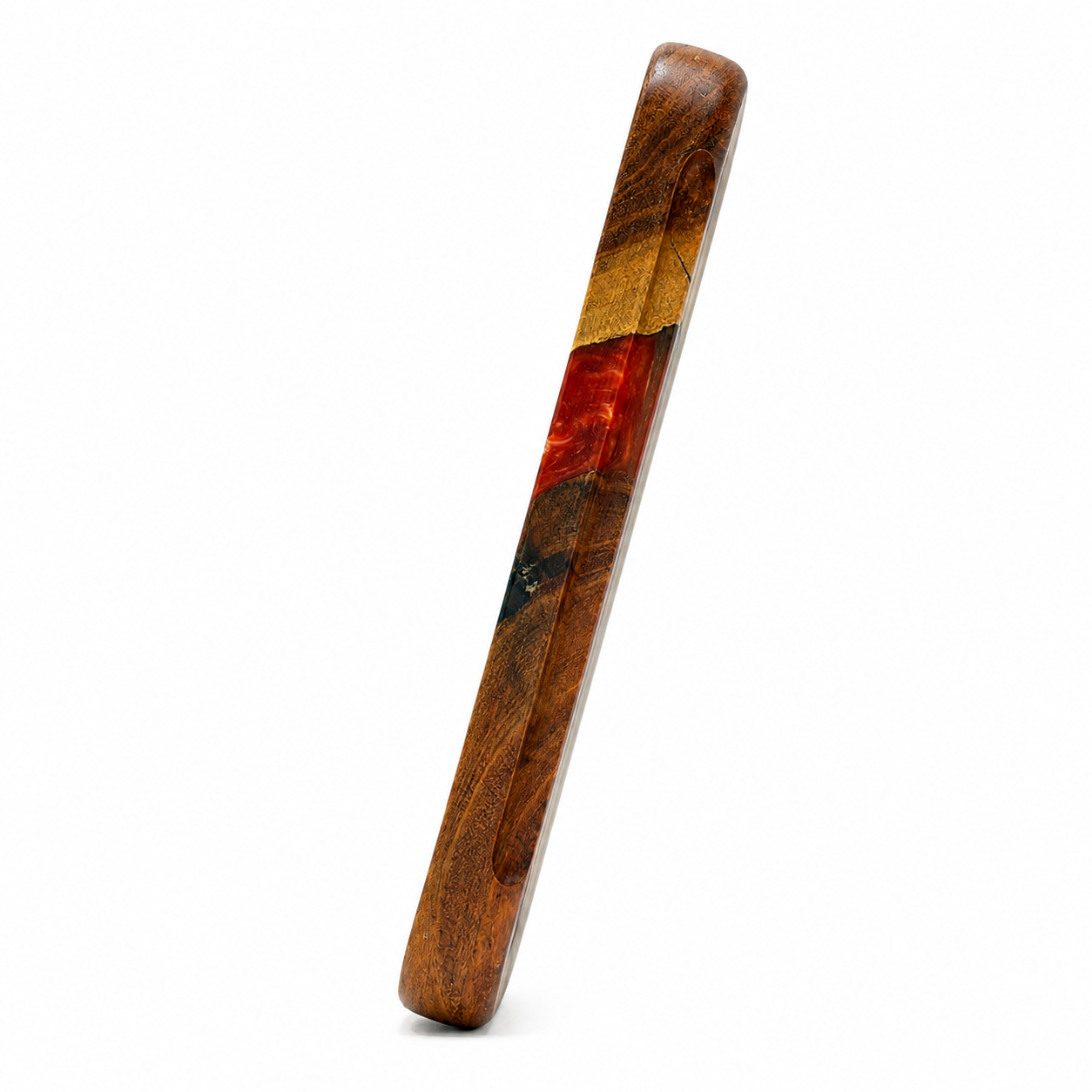 Handcrafted Walnut Wood & Red Resin Serving Tray
