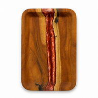 Handcrafted Walnut Wood & Red Resin Serving Tray
