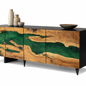 OLIVE WOOD and EPOXY RESIN  BUFFET CONSOLE