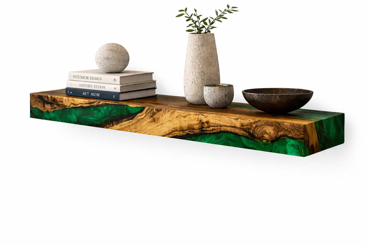 Floating Olive Wood Shelves