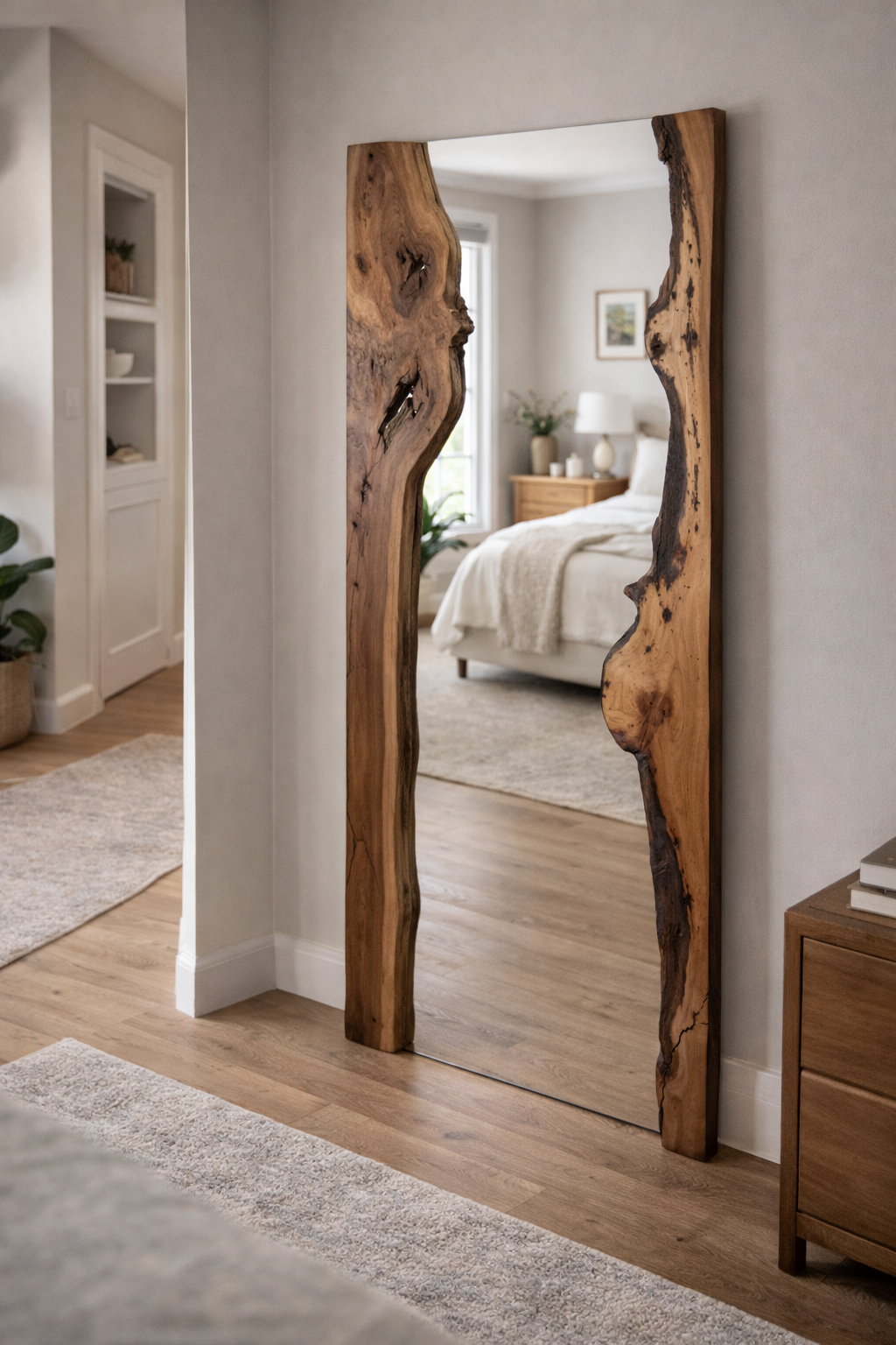 The Walnut Reflection - Live Edge walnut Wood Mirror