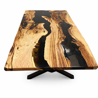 The Timeless Oak Stream | Oak Epoxy Dining Table Dubai Uae