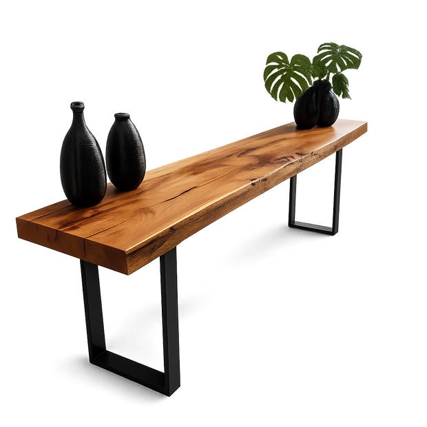 The Walnut Console with Metal Legs