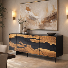 OLIVE WOOD and EPOXY RESIN  BUFFET CONSOLE